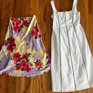 Chic Floral and White Midi Dress Set
